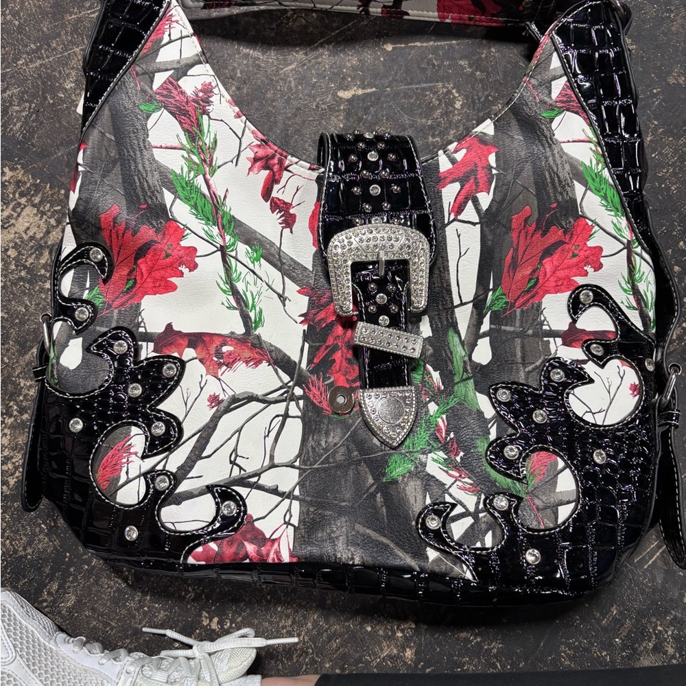 Floral Black and White Women's Bag